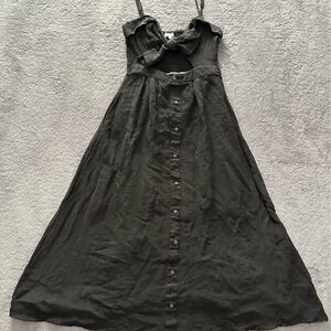 Ava. Women’s Black Sleeveless Midi Dress W/ Adjustable Straps and Pockets!!!